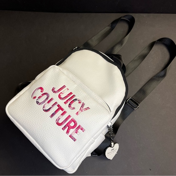 Juicy Couture All Nighter White Pebbled Faux Leather Backpack - Picture 3 of 16